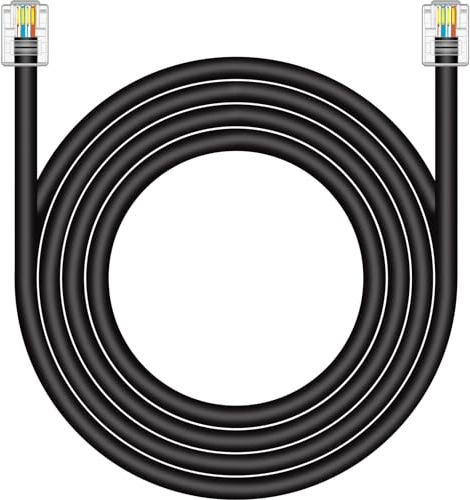 NECABLES CAT5 / CAT5e RJ11 Data Cable DSL Cable 75ft Hight-Speed DSL Modem Cable Twisted Wire UTP RJ11 6P4C Male to Male Black - 75 Feet