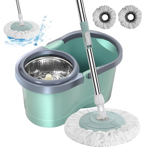 Mop and Bucket Set - Household Cleaning Automatic Mop | Heavy Duty Spin Mop and Buckets Sets | Mop for Cleaning Floors | Hands- Mop for Cleaning | Cleaning Mop with Wringer for Living Room, Kitchen
