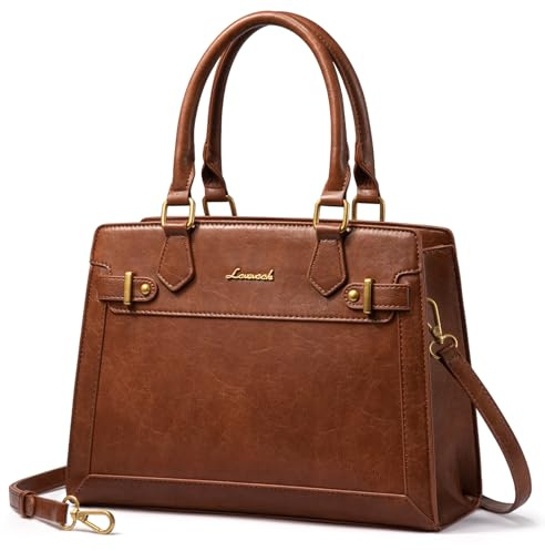 LOVEVOOK Purses and Handbags for Women, Tote Bags for Women， Satchel Shoulder Purse and PU Leather Top Handle for ladies, Brown