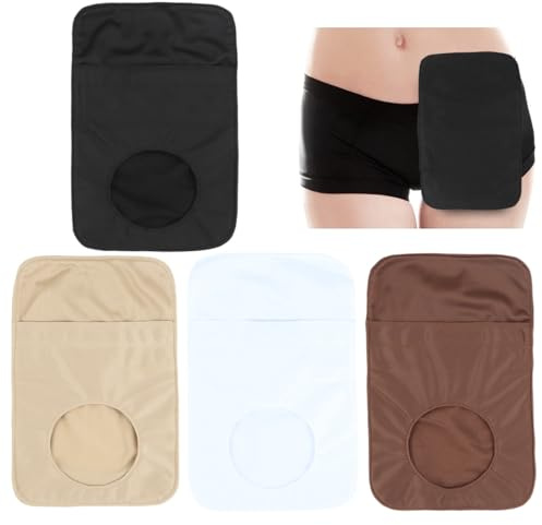 GYOTUU 4pcs Stoma Bag Covers Colostomy Bags with Lightweight Resilience Washable and Stretchy Protector - Odor Control Ostomy Support Garment with Round Opening Ostomy Bag