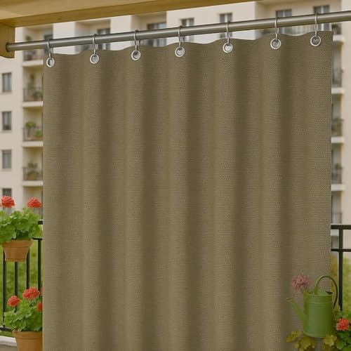 Byour3 - Rideaux D'Extérieur Imperméables avec Anneaux en Métal Anti-moisissure - Auvent Latéraux Gazebo Occultant pour Terrasse Balcon Pergola Toile Solaire Isolant Thermique (Tabac, L.200x290H)