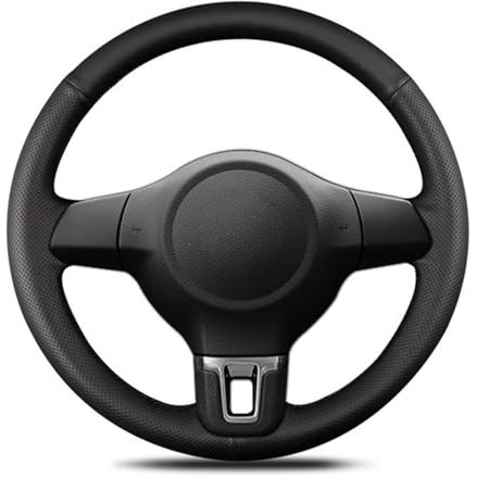 Lenkradabdeckung Für Golf 6 Für Mk6 Für Polo Für MK5 2010 2011 2012 2013 Schwarz Leder Auto Zubehör Lenkrad Abdeckung Lenkradschutz(Color:Black Thread)
