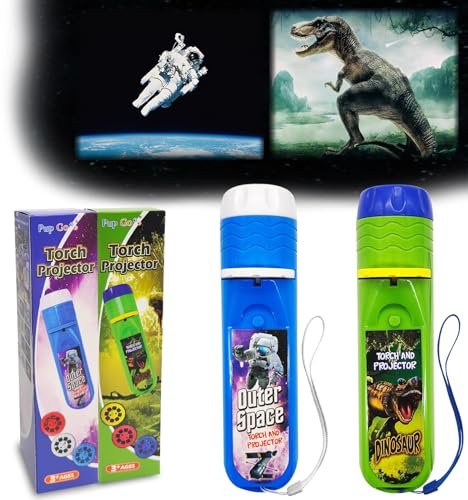 Pup Go Pack de 2 Torches et Projecteurs Dinosaures & Espace Cosmique | 6 disques et 48 images, Jouets Dino Cool pour Garçons et Filles, Lampe de Poche Scientifique, Cadeau Idéal pour Enfants 3+