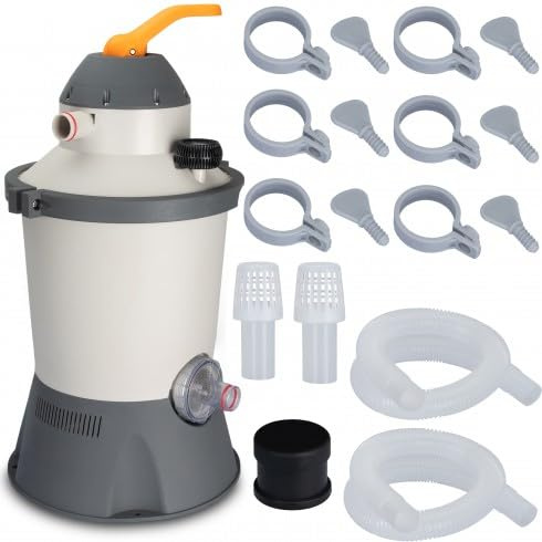 COIL Filtre à sable pour piscine – Pompe à piscine efficace 3028 L/h, résistante et durable, entretien facile avec valve à 6 niveaux, accessoires inclus, pour piscines jusqu’à 16000 L