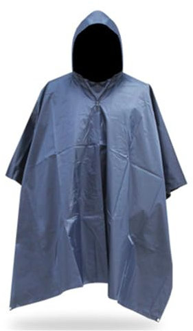BeLongsYou Poncho Impermeabile per la Pioggia, Impermeabile Militare Mimetico Multifunzionale, Impermeabile con Cappuccio e Fori per la Fibbia in Metallo,Blu,One Size