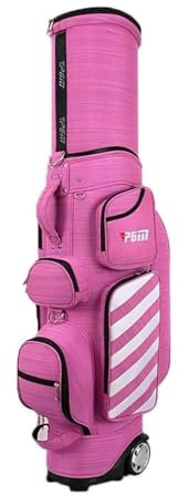 SDTOOP Indoor-Golf, Golftasche, tragbares großes Fassungsvermögen, mit Regentuch, mehrfarbige, einziehbare, stilvolle und langlebige Reisetasche for Golfschläger(Pink)