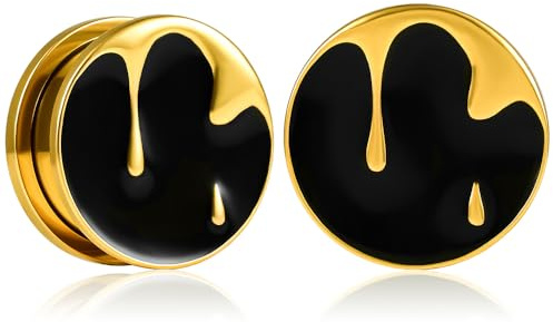 Vankula Ohr Tunnel 1 Paar Single Flared Flesh Plugs Vintage für männer damen Ohrpiercing Schmuck 8mm bis 19mm