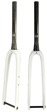 BSFHQS Vollcarbon Starrgabeln 700C Gravel Road Bikes Gabel 1-1/2 Konische Vordergabeln Scheibenbremse Fahrrad Hard Fork 12 * 100mm Steckachse(White)
