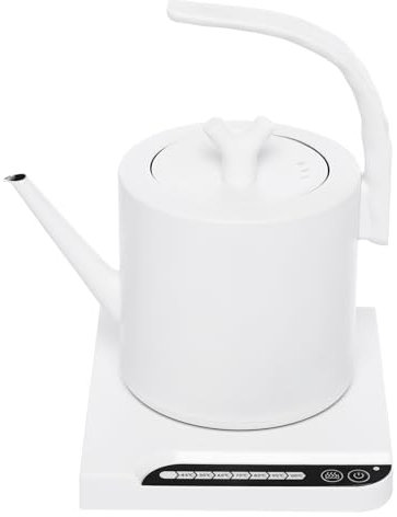 PUDLOR Elektrischer Wasserkocher Mit Temperaturwahl, 1000W Wasserkocher Weiß Mit Sockel 1L Teekocher Electric Kettle für Bereiten Sie Eine Vielzahl Von Getränken Wie Kaffee Und Tee Zu
