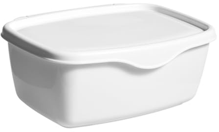 Feuchttücherbox mit Deckel aus Kunststoff in Weiß, Kompakt | Aufbewahrungsbox für Servietten, Leichtes Design für Tisch und Bad, Schlichte Moderne Form