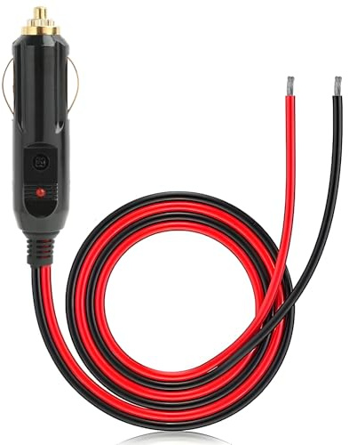 Zigarettenanzünder-Steckerkabel 12V/24V, 2m Länge, Zigarettenanzünder stecker, Ersatz- und Verlängerungskabel mit 15A Sicherung, 16 AWG Kupferleiter – Robust & Sicher
