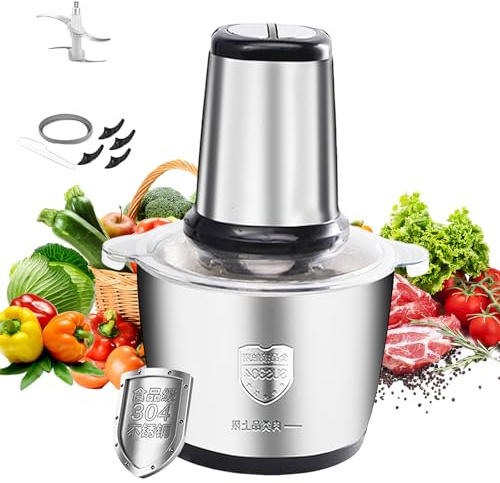 Picadora eléctrica 3L, picadora de carne versátil 300 W, 2 niveles de velocidad picadora eléctrica de alimentos, batidora pequeña, multifunción para carne, verduras, cebolla y frutas (schwarz)