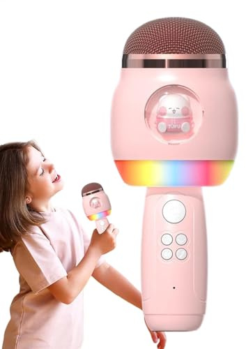 Microfono cantante wireless, microfoni di karaoke | Microfono per bambini Wireless con fumetto di luci a LED,Forniture di canto portatili, altoparlante per bambini per bambini adulti