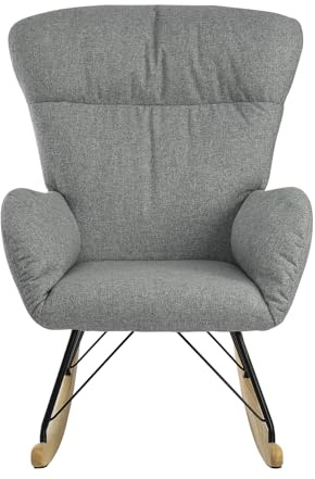 Vielllliving Schaukelstuhl Schaukelsessel für Schlafzimmer bis 150 kg Belastbarkeit Dunkelgrau (Garu, 93.5cmX 100cmX 55cm)