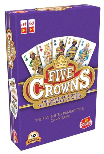 Goliath - Five Crowns - Jeu de Cartes de Rami à 5 Couleurs - Jeu Famille Primé pour Enfants dès 8 Ans – Règle du Joker Tournant – Jeux de Société Rapide de Voyage – 1 à 7 Joueurs – Idée Cadeau