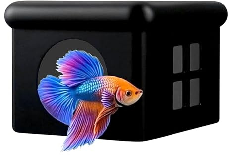 Escondite Flotante para Peces Betta, Cueva de Alimentación Bettas, Decorativa Acuario Pequeño Caja Cría Hogar Oficina Restaurante