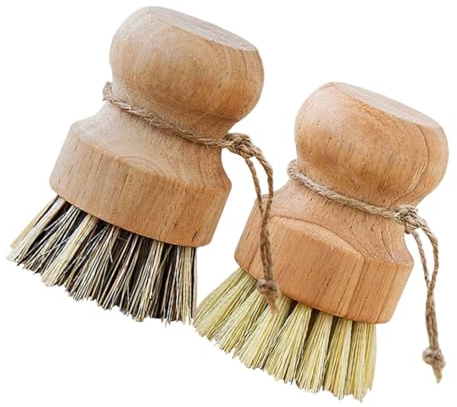 Anneome 4 pièces Lot Brosses Vaisselle Cuisine Naturelles pour Récurer Pots Légumes et Éviers Petit Format Robuste