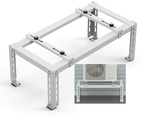 White Split Air Conditioner Ground Stand - Outdoor Unit Bracket, Shock Absorbing Condenser Base, Durable Equipment Support, Size 80x30x40cm, Ideal for Air Conditioning Systems.