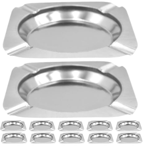Posacenere Acciaio Inox Quadrato 12 Pezzi, Design Moderno Argento | Antiurto e Facile da Pulire, Forma Stabile, Finitura Creativa per Uso Interno ed Esterno