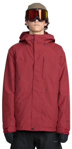 Volcom Men's Standard Dua Insulated Gore-TEX Snowboard Jacket – 2-Layer, Fully Taped, Zip Tech, Burnt Red