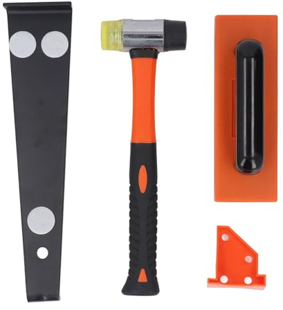 Eujgoov Laminate Flooring Tool Set, CRV Steel Pull Bar, Rubber Mallet and Tapping Block, Tool Kit for Hardwood Floor Installation