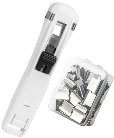 Push Binder Clip Stapler - Paper Clamp Tool | Reusable Paper Binding Clamp Dispenser, Handheld Clip Stapler For Documents, Bills, Files And Books, Ideal For Home, School, Classroom, Office Desktop Org