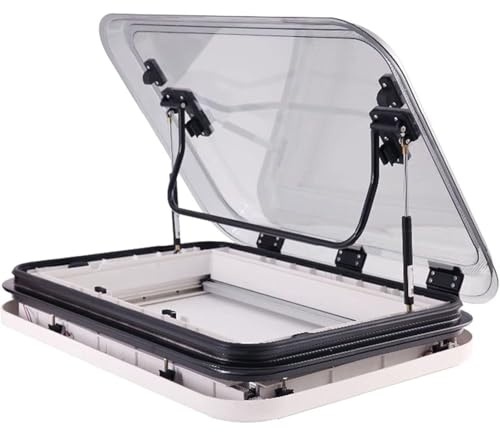 LJCSSD Claraboya para Autocaravana/Ventana para Techo con ventilación 50/70/80 x 50cm– Cortinas oscurecedoras y mosquiteras integradas, iluminación LED 12V, para caravanas, remolques, Barcos 50x50cm