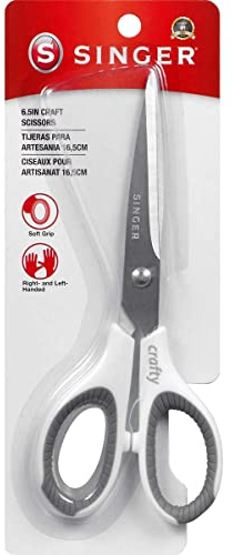 SINGER 07180 6-1/2-Inch Sewing Scissors with Pink and White Comfort Grip, Silver