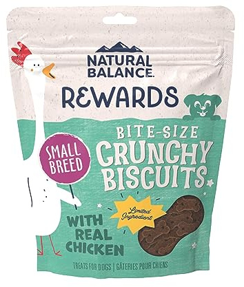 Natural Balance Limited Ingredient Rewards Crunchy Biscuits, Bite-Size Treats for Small-Breed Dogs, Made with Real Chicken, 8 Ounce (Pack of 1)
