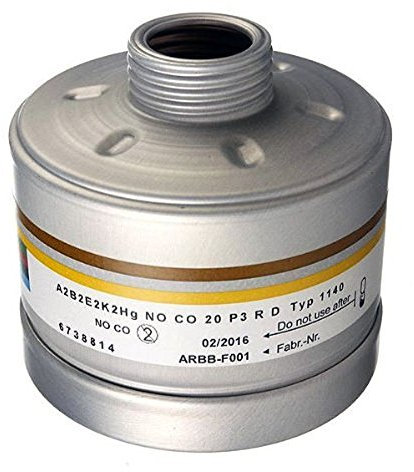 Dräger X-plore RD40 Filter 1140 A2 B2 E2 K2 Hg NO P3 R D/CO 20 Against Gases, vapours, fine dust, Particles - Combi Filter for Full face Masks - Respiratory Protection mask