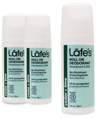 Lafe's Natural Deodorant | 3 Ounce Roll-On Aluminum Free Natural Deodorant | Cedar & Lime | 3 Pack