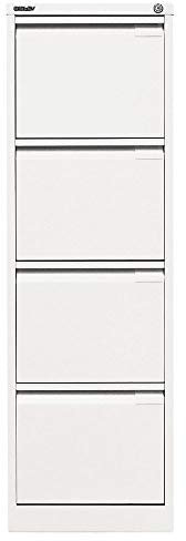 BISLEY Hängeregistraturschrank, einbahnig, DIN A4, 4 HR-Schubladen, Metall, 696 Verkehrsweiß, 62.2 x 41.3 x 132.1 cm