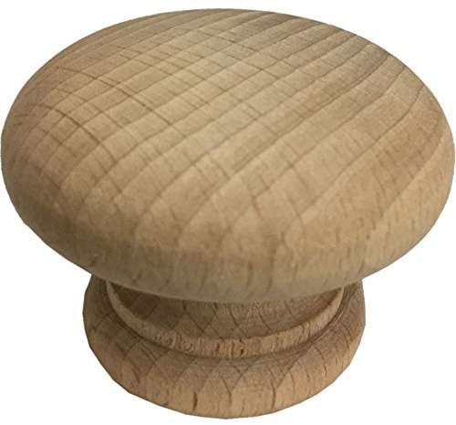 Fort Fasteners® Holz-Türknäufe, gebohrt für Holzschrauben, Dübelschraube, 50 mm, Buche, unlackiert, 2 Stück