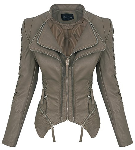 Rock Creek Kunstlederjacke Damen Bikerjacke D-365 Olive S