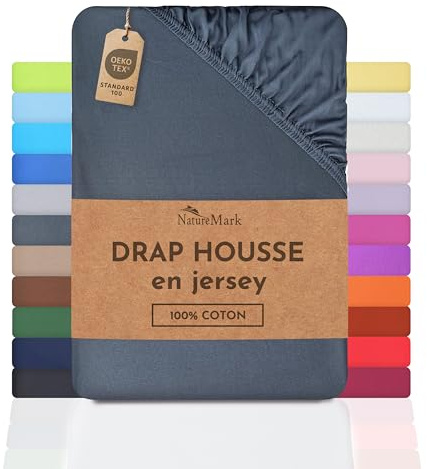 NatureMark Jersey Spannbettlaken, Spannbetttuch 100% Baumwolle in vielen Größen und Farben MARKENQUALITÄT ÖKOTEX Standard 100 | 120x200 cm - anthrazit grau