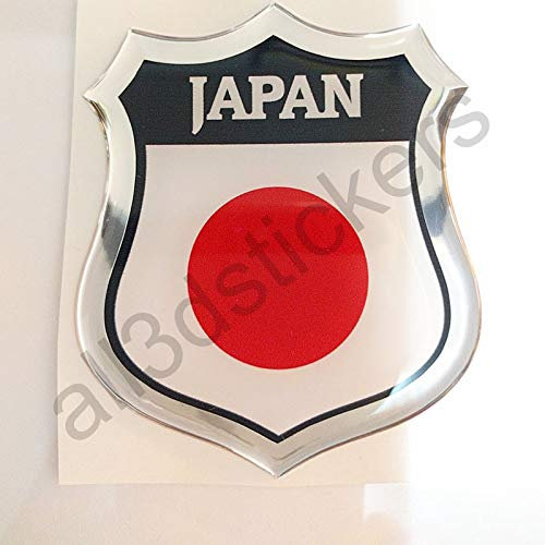 All3DStickers Autocollant Japon Emblème Adhésif Japon Drapeau 3D Résine Voiture Moto