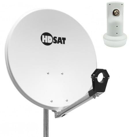 HDSAT - Parabola satellitare in Alluminio, 60 cm, Ideale per Astra EUTELSAT + LNB Single HD