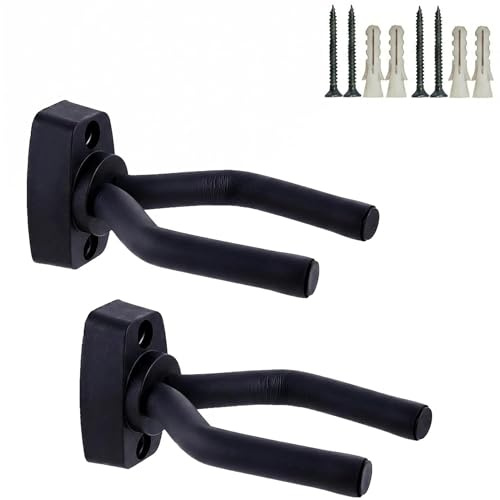 Soporte Pared Guitarra, Colgador de Guitarra Eléctrica Acustica Tamaño Ajustable Para Colgar Guitarra en Pared o Perchero, También Para Banjo, Bajo, Ukulele, Mandolina (2 Piezas)