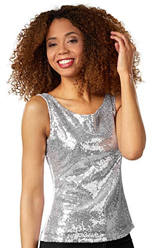 dressforfun Pailletten Top Damen, Glitzer Oberteile Damen, Pailletten Oberteil Damen, Disco Kostüm Damen, sexy Faschingskostüme, Party Oberteil Damen, Party Top, Galaxy Kostüm Damen