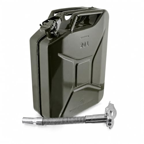 BITUXX® Stahl Benzinkanister Dieselkanister Kraftstoffkanister Kanister UN Zulassung (20 Liter mit Einfüllstutzen Flexibel)