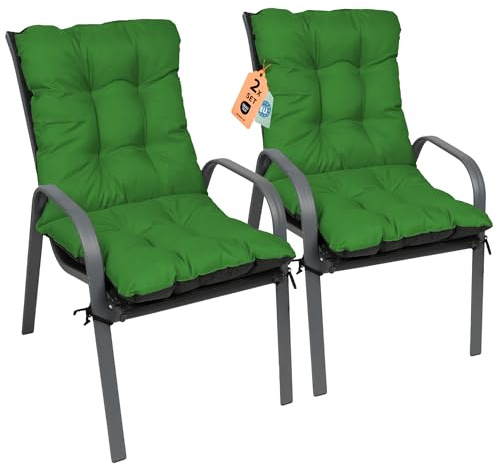 Outdoor Sitzkissen Stuhlkissen - 2er Set 48x96 cm - Made in EU, Wasserdichtes & UV-beständig Gartenkissen Rückenkissen - Stuhlauflage Stuhlpolster für Balkonstühle - Grün