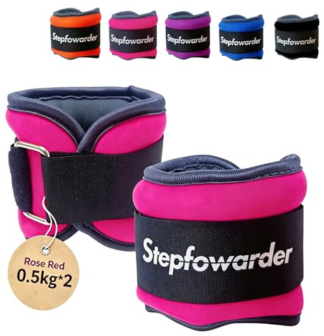 Stepfowarder Gewichtsmanschetten für Knöchel-/Handgelenk, 0,3–1 kg pro Paar, drei optionale Farben und Gewichte mit verstellbarem Riemen, 2 Stück