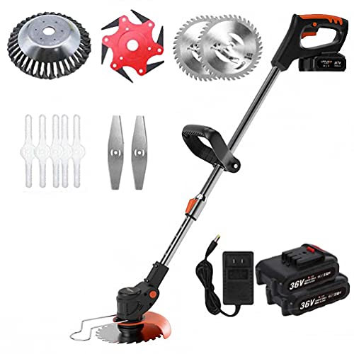 GMRZ Tagliaerba Elettrico Portatile, Rasaerba con Trimmer Manuale Decespugliatore da Giardino Alimentata A 24V con Impugnatura A U E Sostituzione della Lama,2 Battery