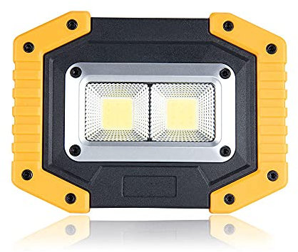 1000 Lumens Portable LED Spotlight con reflector 5V USB Luz de trabajo recargable 3 Modos AA 18650 Batería Powered IP44 reflector-cambiable_Con 2 18650 batería