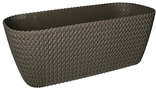 KOTARBAU® Jardinera Ovalada 400 mm para Exteriores e Interiores, Jardinera de plástico, Maceta Gris, Macetero para Plantas y Hierbas para Jardín, Terraza, Balcón, Maceta Trenzada