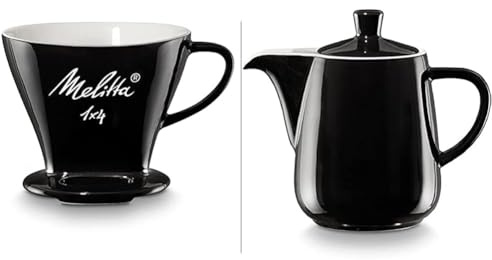Melitta 224425 Porzellan Filter Porzellanfilter, schwarz + 224456 Porzellan Kanne Pozellankanne, schwarz