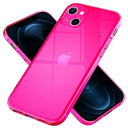 NALIA Custodia Silicone Neon per iPhone 13 Mini - Colore - Cover, Pink | Protezione Fotocamera Integrata, Neon Vibes & Look Segnaletico, Antiscivolo & Piacevole Al Tatto, VIBE