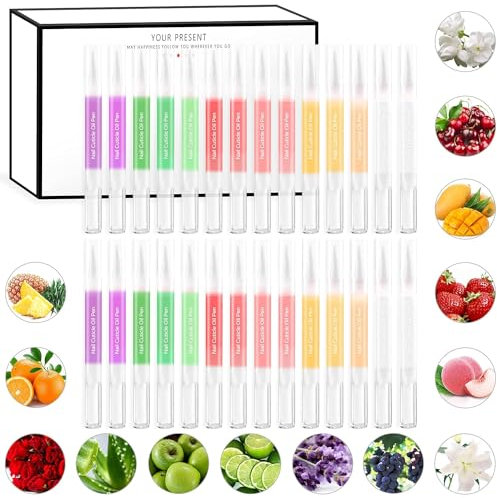 SULLMAR Nagelhautöl-Stift, Nagelpflege, Gel-Nagel-Öl-Stift, Nagelpflege, Nagellack mit Vitaminen, feuchtigkeitsspendendes Gel-Nagellack-Reparaturstift für Gel-Nägel, Pflege (28 Stück)
