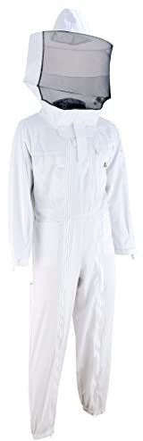 Imkado Imkeranzug, Schutzbekleidung für Imker, schützt vor Bienenstichen (L, Schleier: Rundschleier)