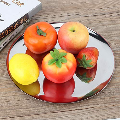 SYH&AQYE Vassoio Rotondo Per Frutta, Condimento Usa E Getta In Acciaio Inossidabile, Caramelle, Piatti Di Frutta A Fetta Per Piatti Di Sottopiatto Per Alimenti Verdure Piatti Per Salumi(D'argento)